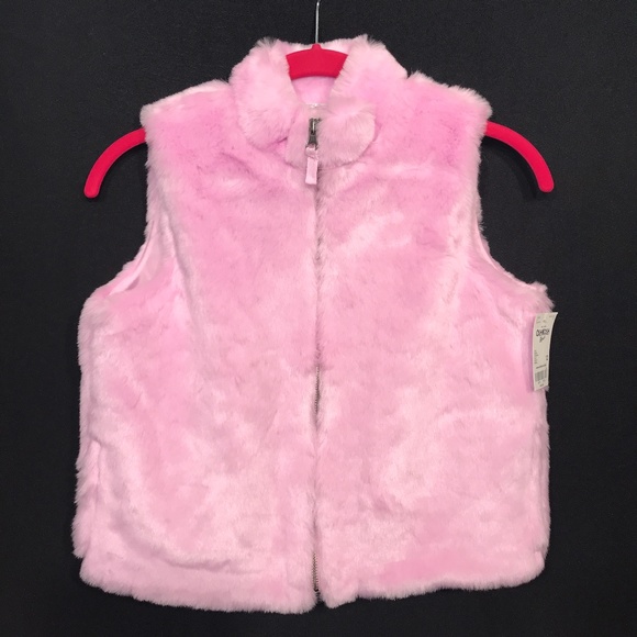 OshKosh B'gosh Pink Faux Fur Vest Size 12 "NWT" - Picture 2 of 8